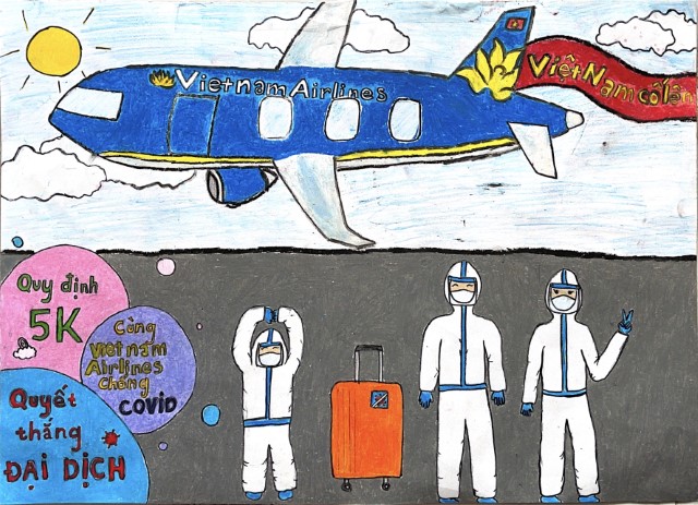 [Em vẽ tranh] Cùng Vietnam Airlines chống dịch Covid-19