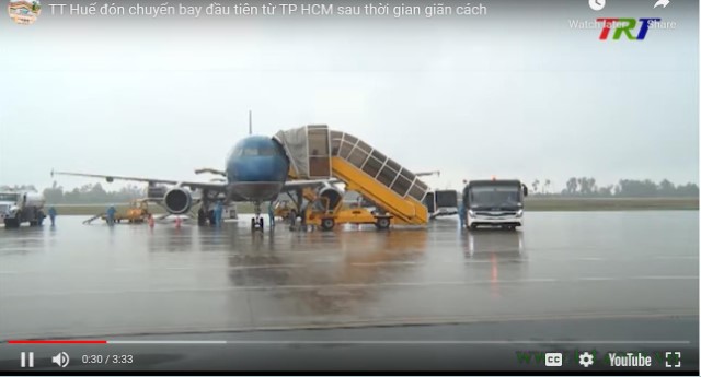 TT Huế đón chuyến bay đầu tiên từ TP HCM sau thời gian giãn cách