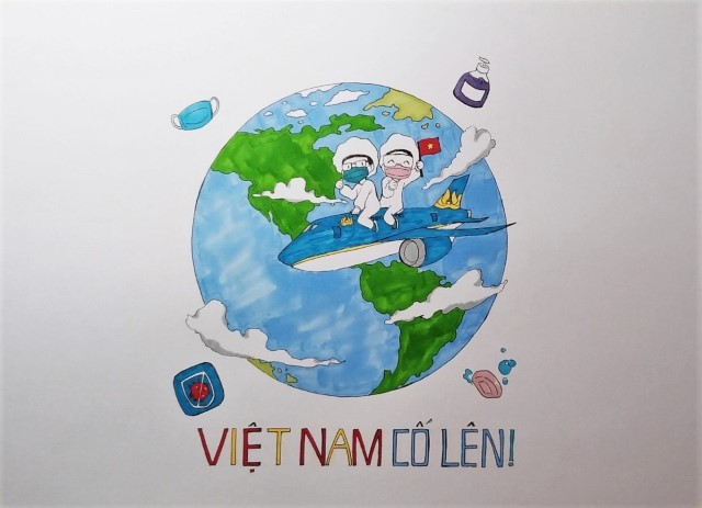 [Em vẽ tranh] Việt Nam cố lên – Tác phẩm dự thi của bé Lê Hoàng Nguyên Khôi