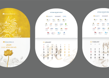 Rồng vàng sải cánh vươn cao cùng đóa sen Vietnam Airlines trong bộ lịch 2024