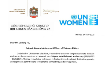 Nhiều đối tác quốc tế gửi lời chúc mừng kỷ niệm 30 năm thành lập Vietnam Airlines